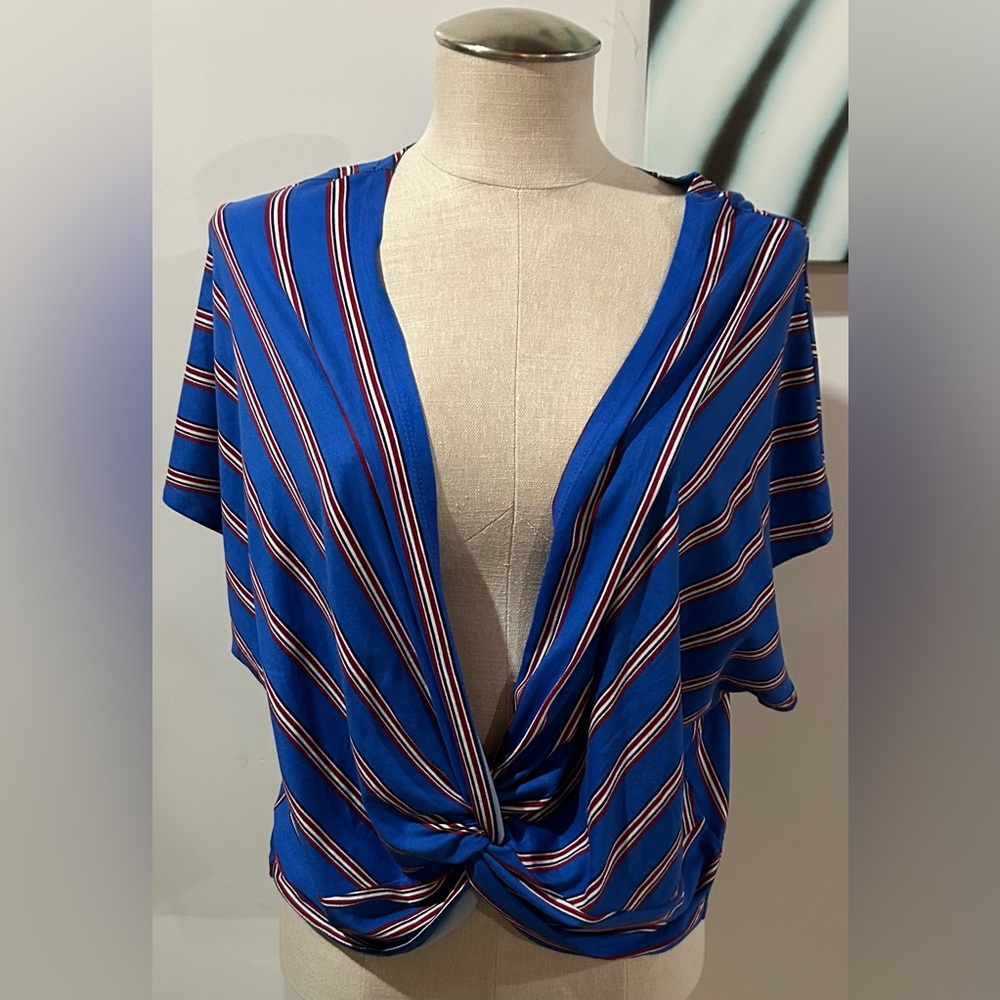 UPS & Downs Striped Knot Front Blouse women’s 3X